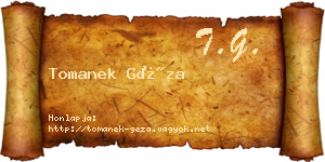 Tomanek Géza névjegykártya